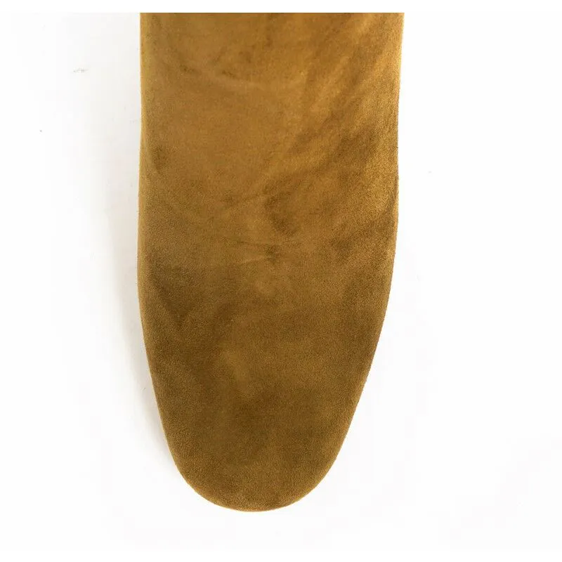 37.5 NEW $895 SAINT LAURENT Tan Suede 70 BABIES Fringe Boho ANKLE BOOTS