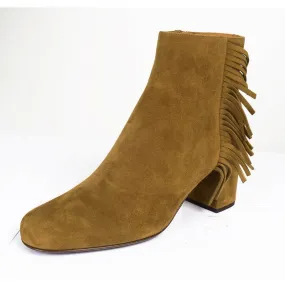 37.5 NEW $895 SAINT LAURENT Tan Suede 70 BABIES Fringe Boho ANKLE BOOTS