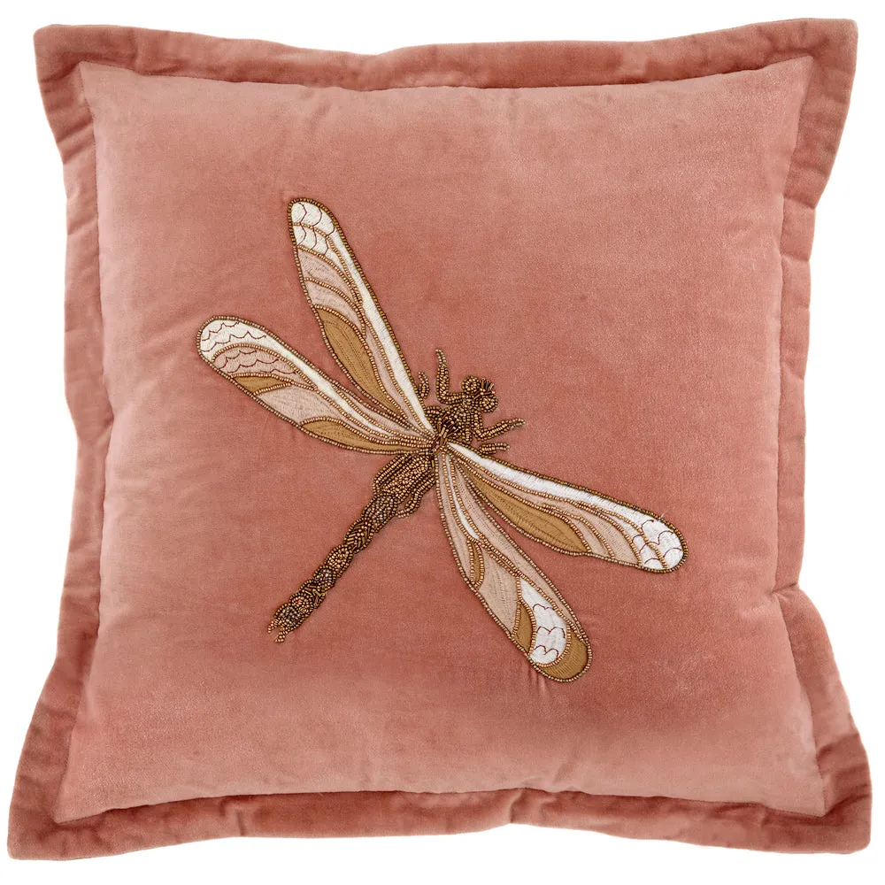 Aria Embroidered Feather Cushion Pink