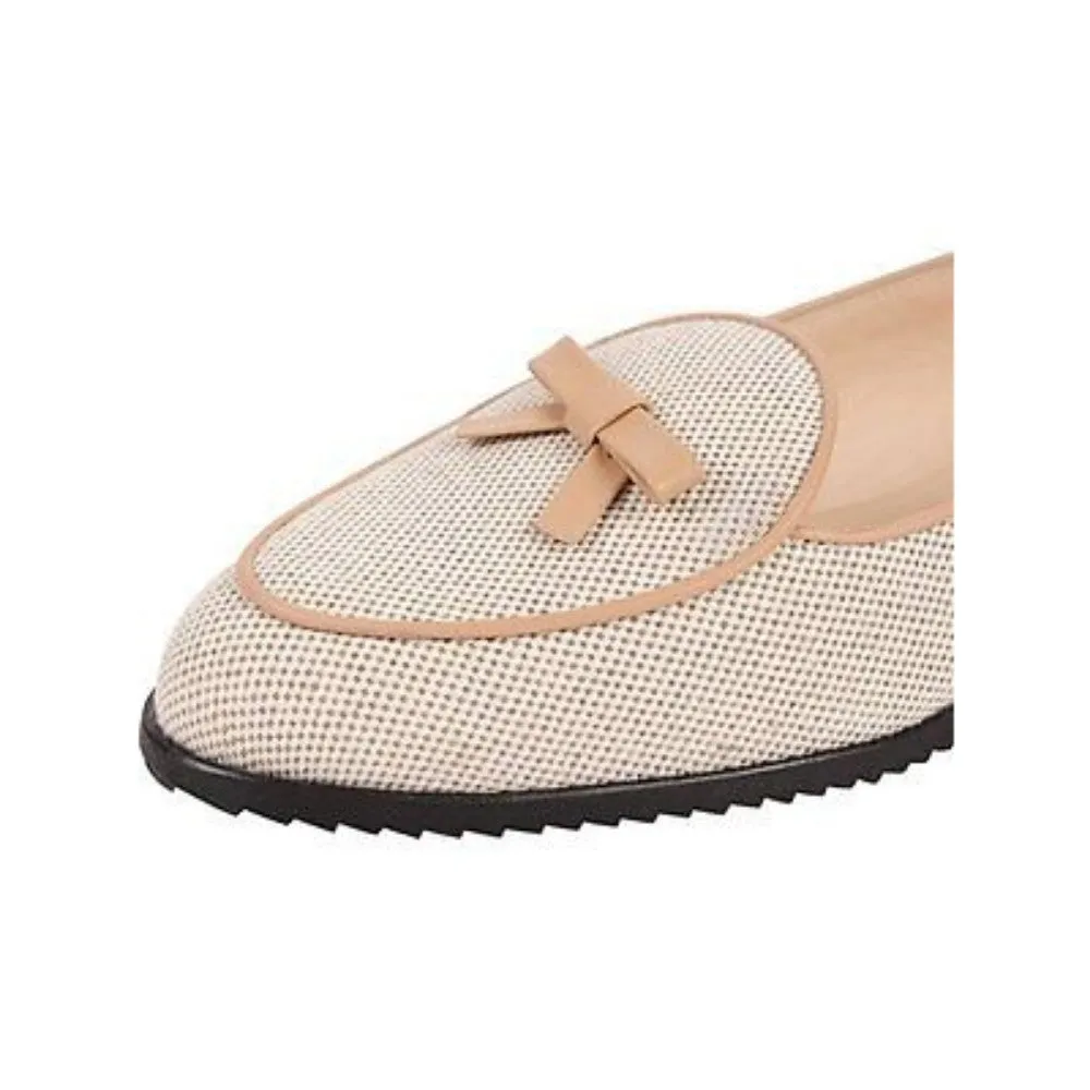 Belgian Natural Linen Jon Josef Loafer Flat