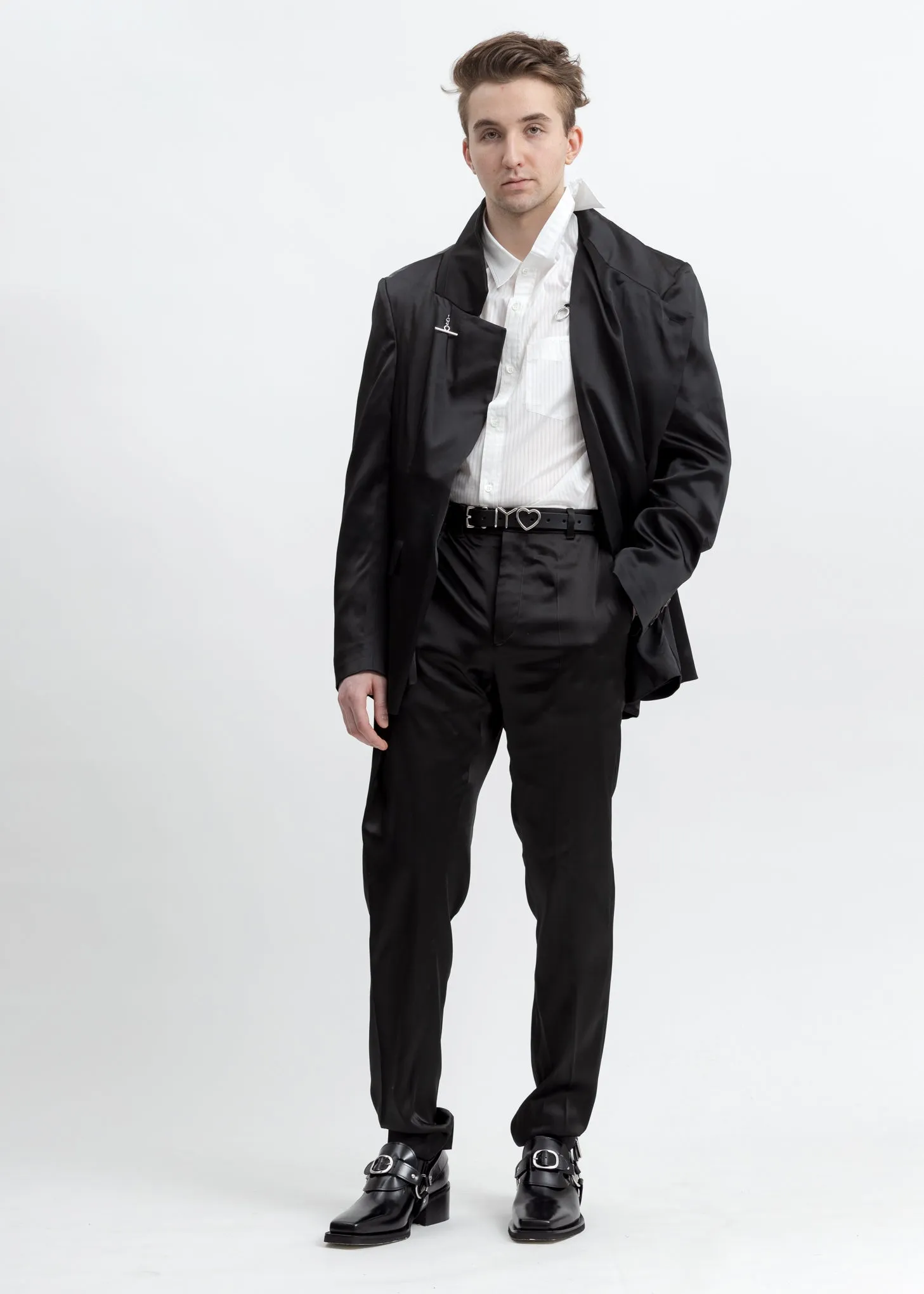 Black Leather Buckle Loafers