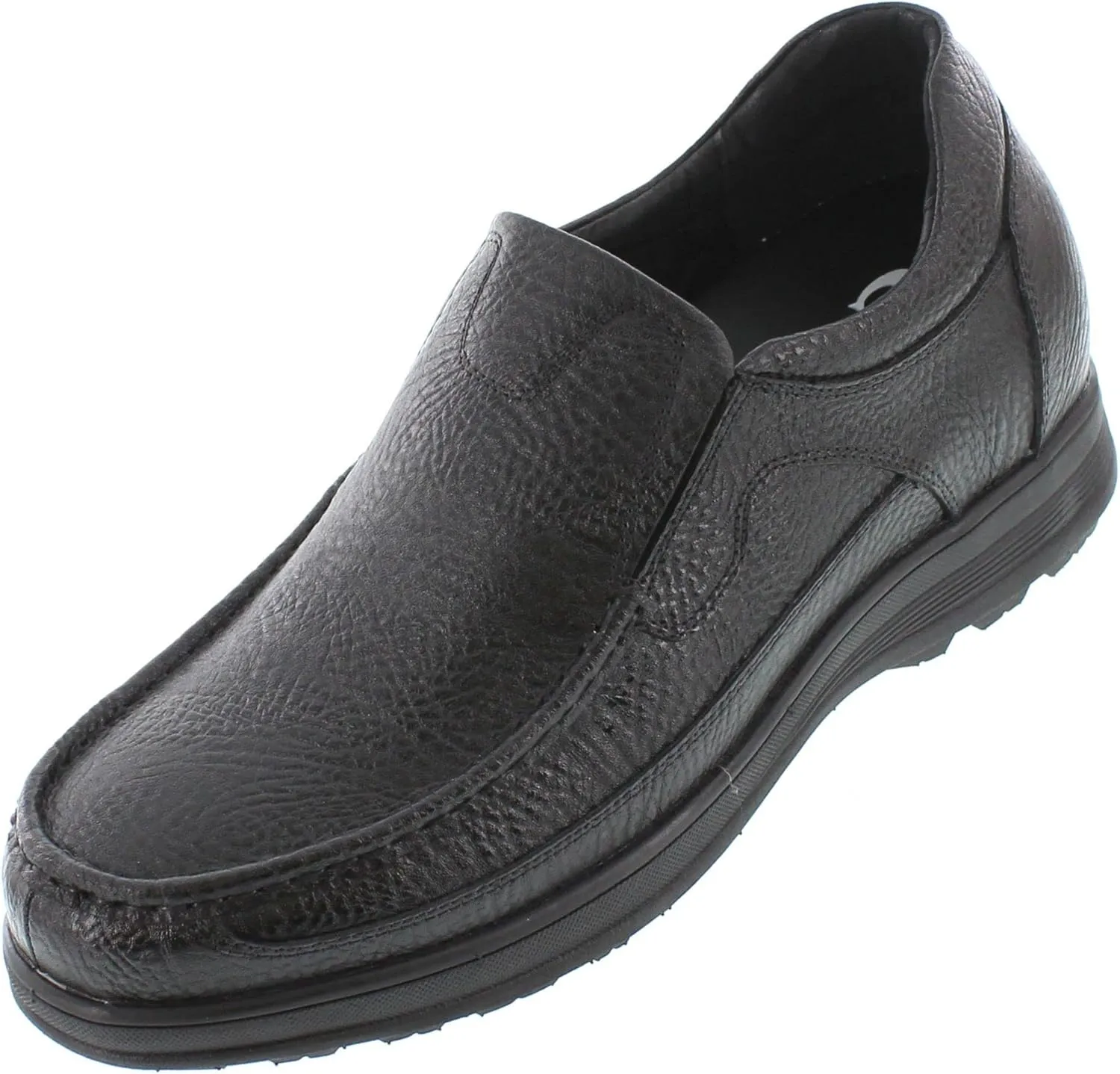 CALTO Men's Invisible Height Increasing Elevator Shoes - Black Premium Leather Slip-on Lightweight Casual Loafers - 3 Inches Taller - G1825 - Size 10 D(M) US