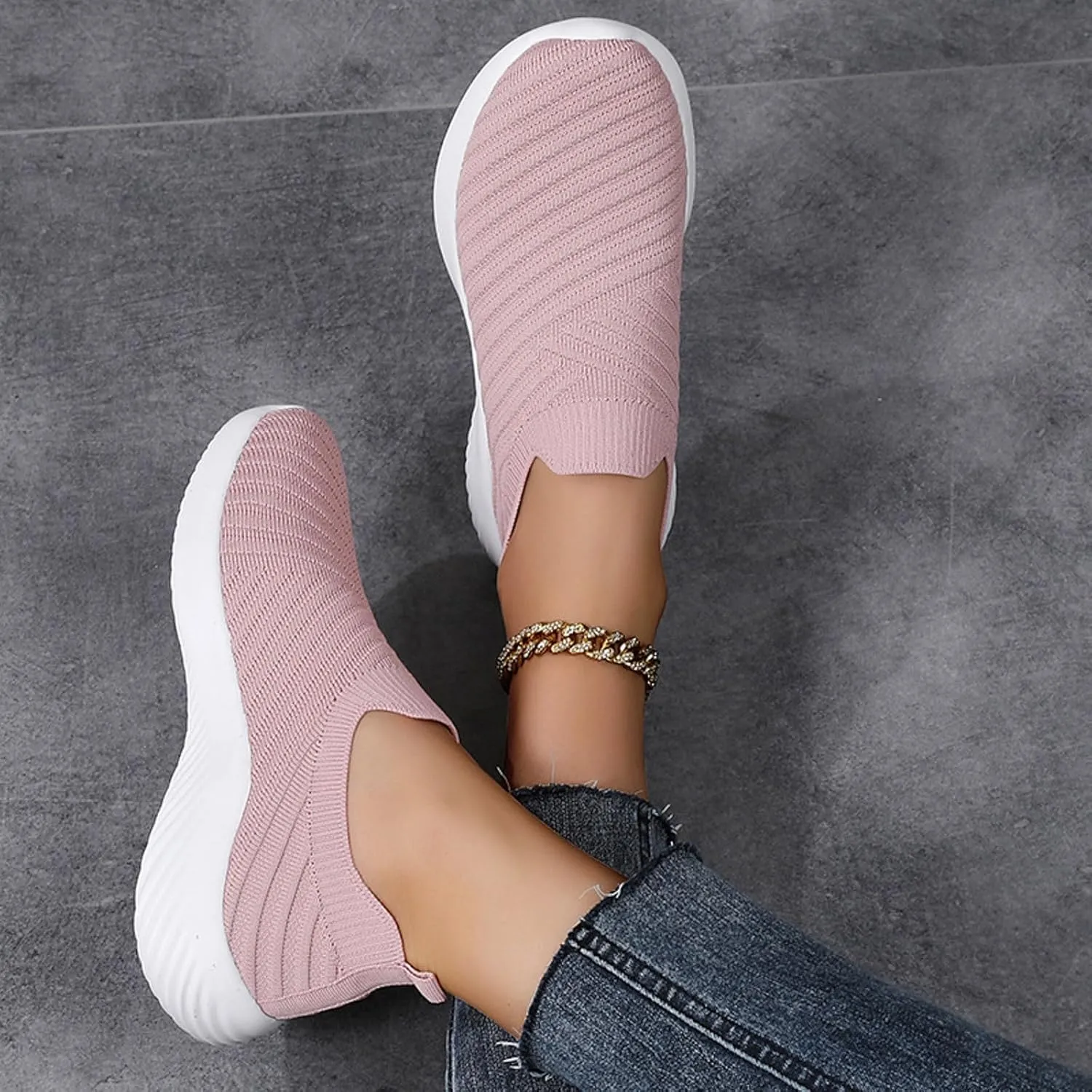 Comfortwear Ortho Shoes for Women Walking Slip on Sneakers Comfortable Mesh Sneakers Lightweight Casual Work Shoes
