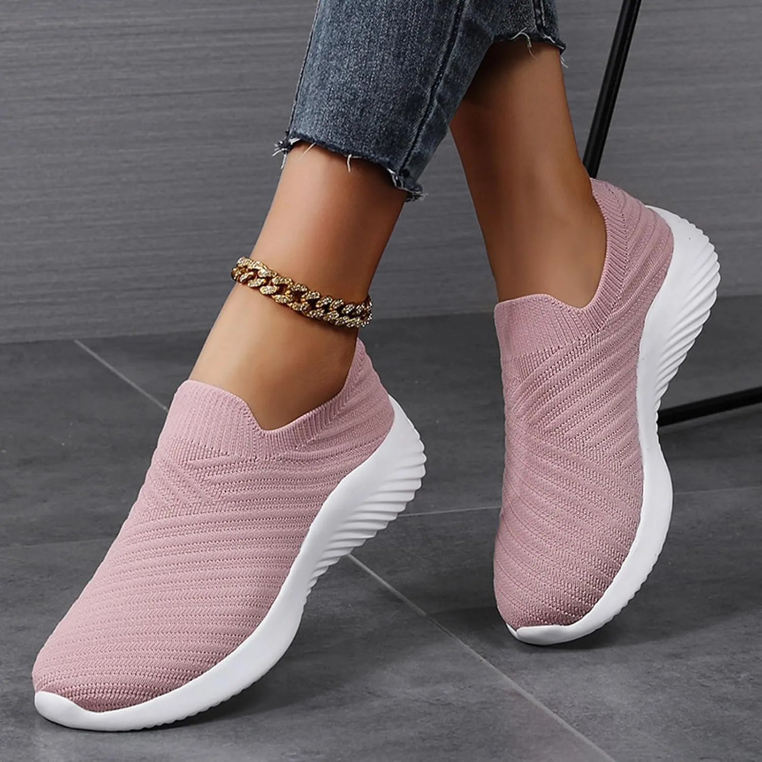 Comfortwear Ortho Shoes for Women Walking Slip on Sneakers Comfortable Mesh Sneakers Lightweight Casual Work Shoes