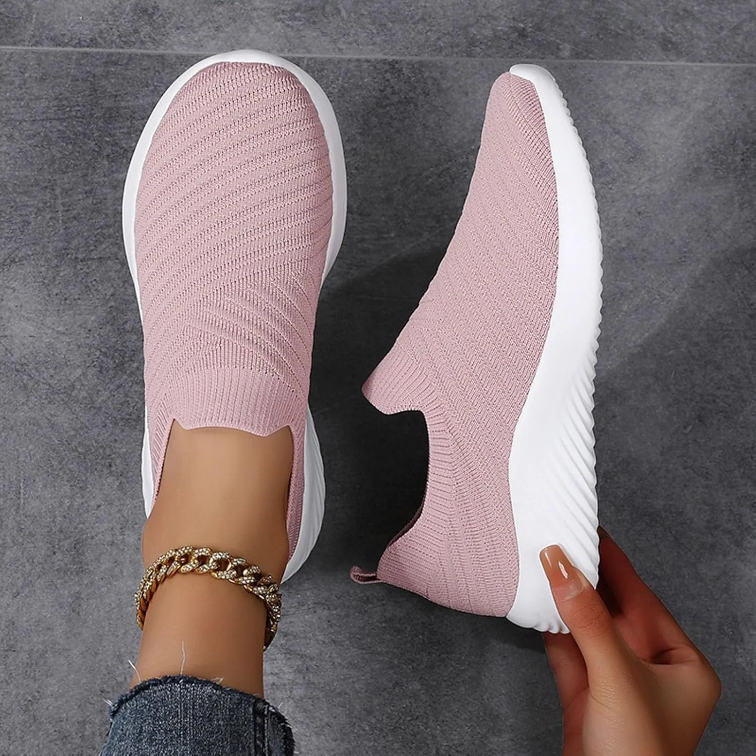 Comfortwear Ortho Shoes for Women Walking Slip on Sneakers Comfortable Mesh Sneakers Lightweight Casual Work Shoes