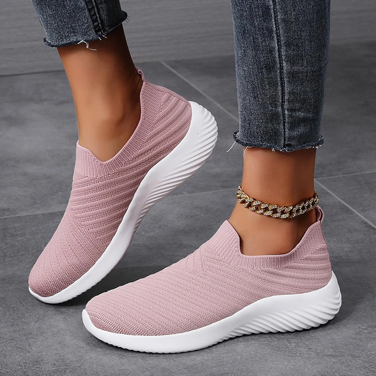 Comfortwear Ortho Shoes for Women Walking Slip on Sneakers Comfortable Mesh Sneakers Lightweight Casual Work Shoes