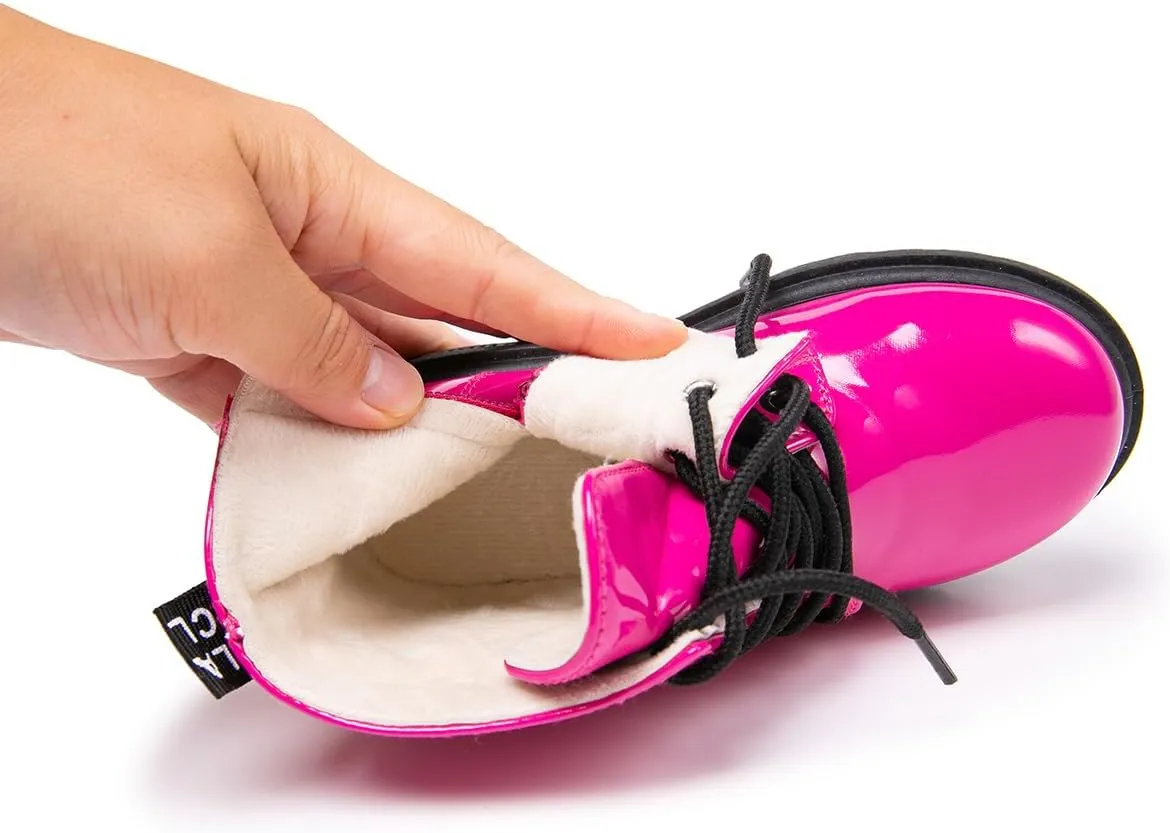 Daclay Kids Boots Children Boys and Girls Candy-Colored Waterproof and Velvet Boots