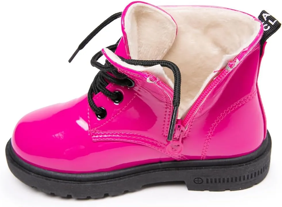 Daclay Kids Boots Children Boys and Girls Candy-Colored Waterproof and Velvet Boots