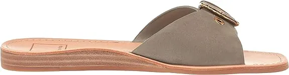 Dolce Vita Cabana Sage Nubuck Slip On Squared Open Toe Flats Slides Sandals