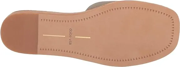 Dolce Vita Cabana Sage Nubuck Slip On Squared Open Toe Flats Slides Sandals
