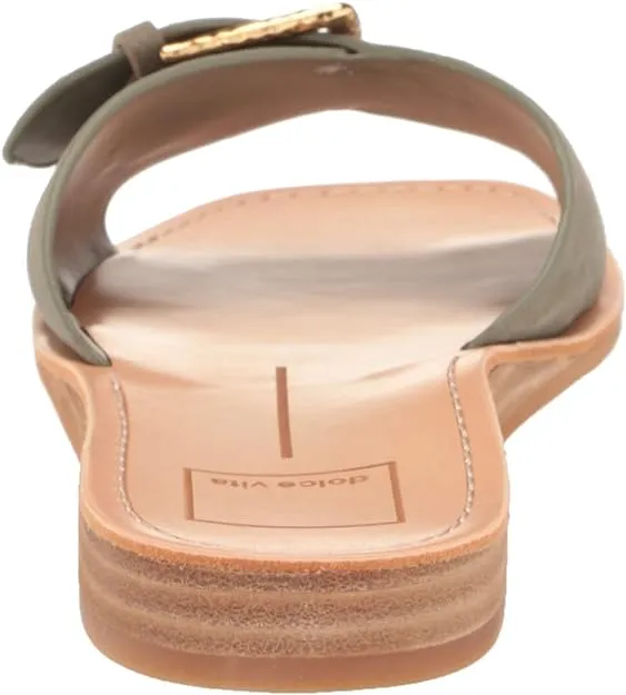 Dolce Vita Cabana Sage Nubuck Slip On Squared Open Toe Flats Slides Sandals