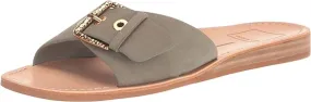 Dolce Vita Cabana Sage Nubuck Slip On Squared Open Toe Flats Slides Sandals