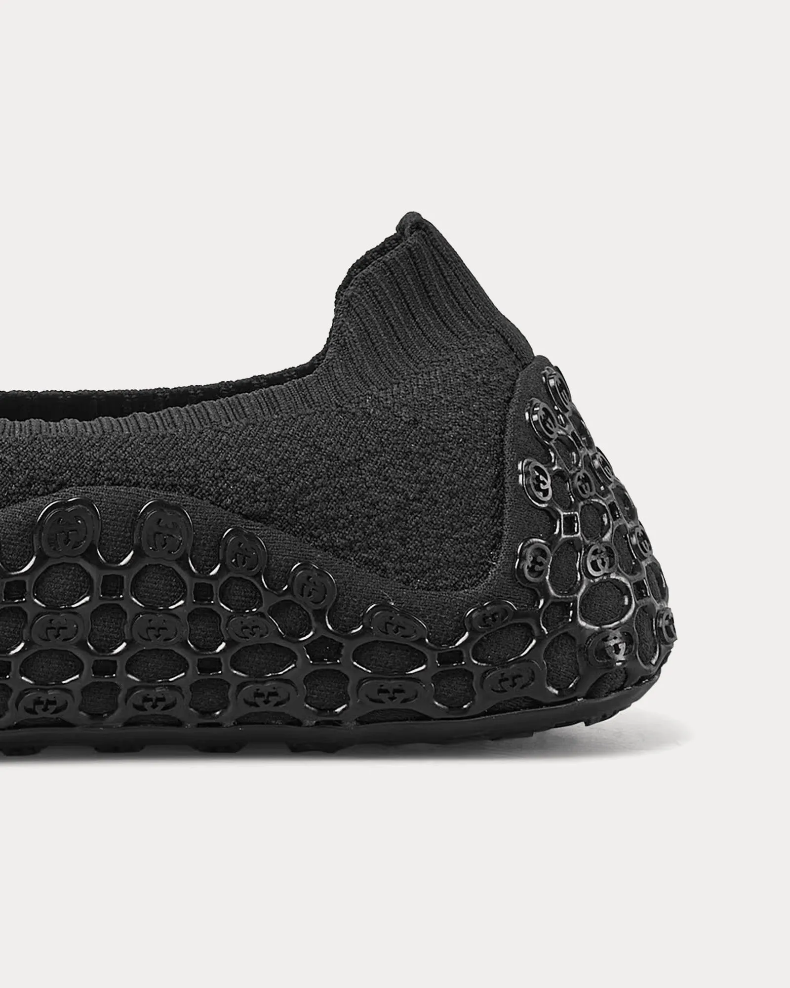Elastic Fabric Black Slip Ons