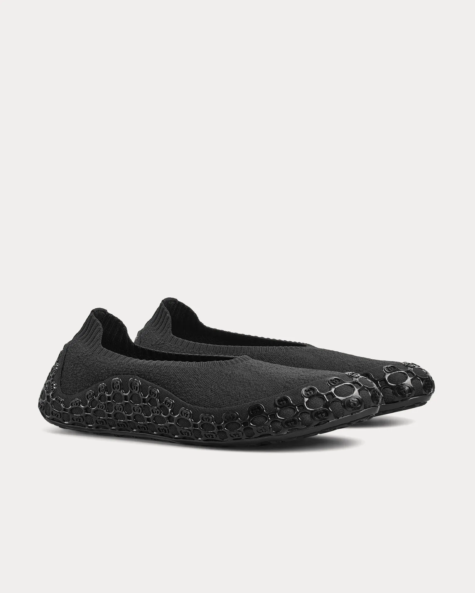 Elastic Fabric Black Slip Ons