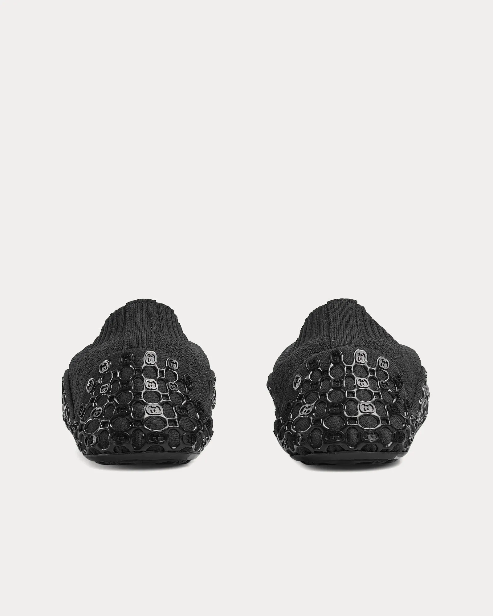 Elastic Fabric Black Slip Ons