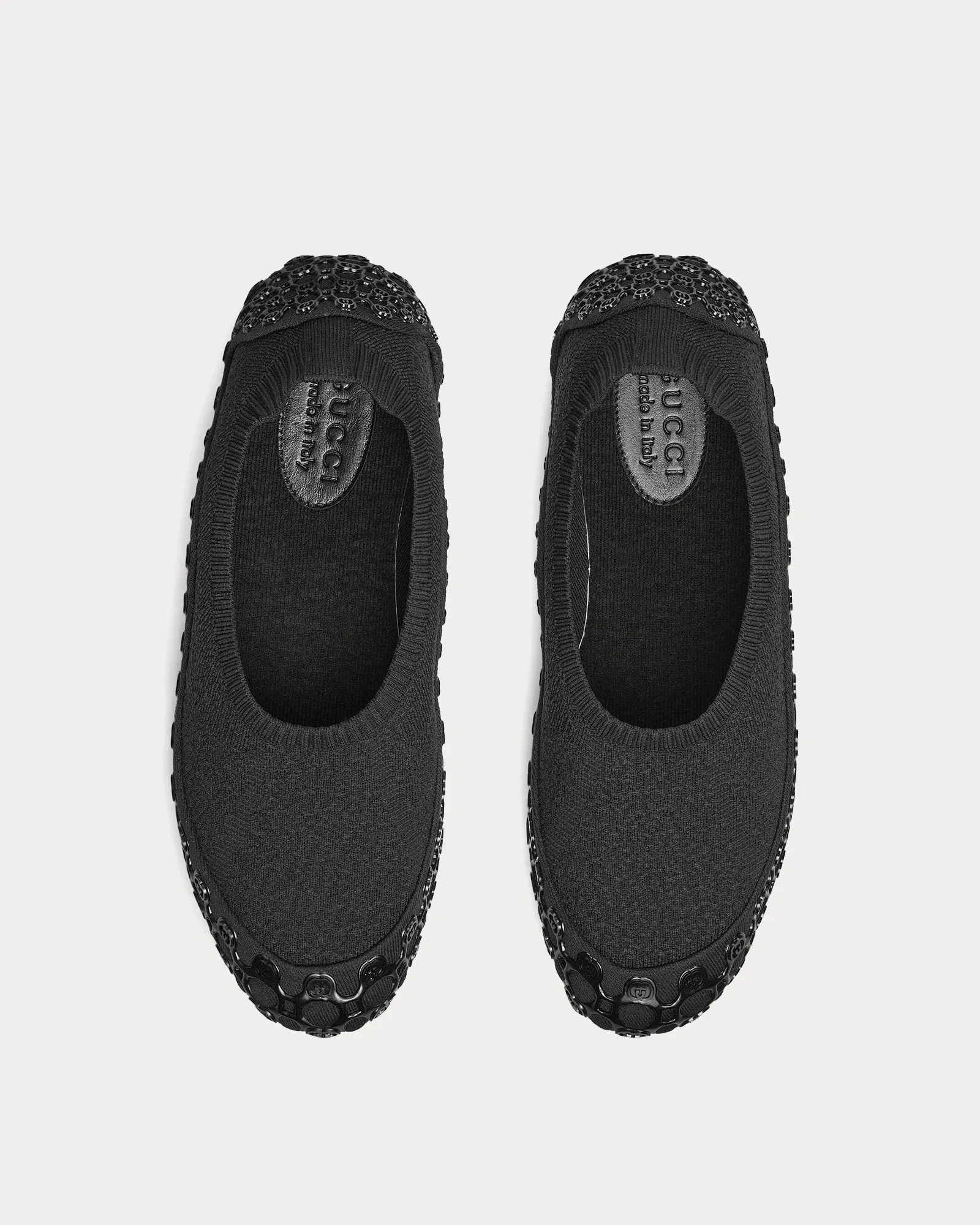 Elastic Fabric Black Slip Ons