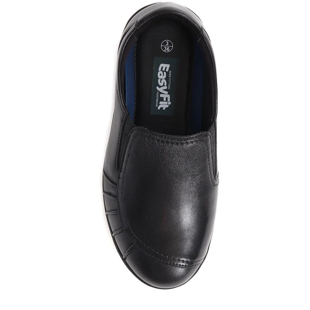 Extra Wide Fit Leather Slip On Shoes - KEYLA / 324 605