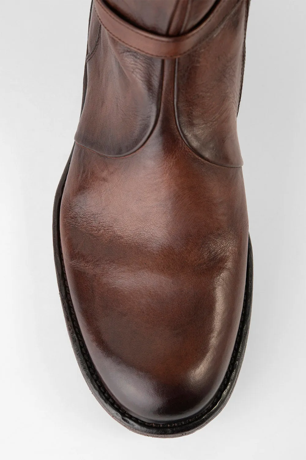 EYTON rich-brown laceless ankle boots.