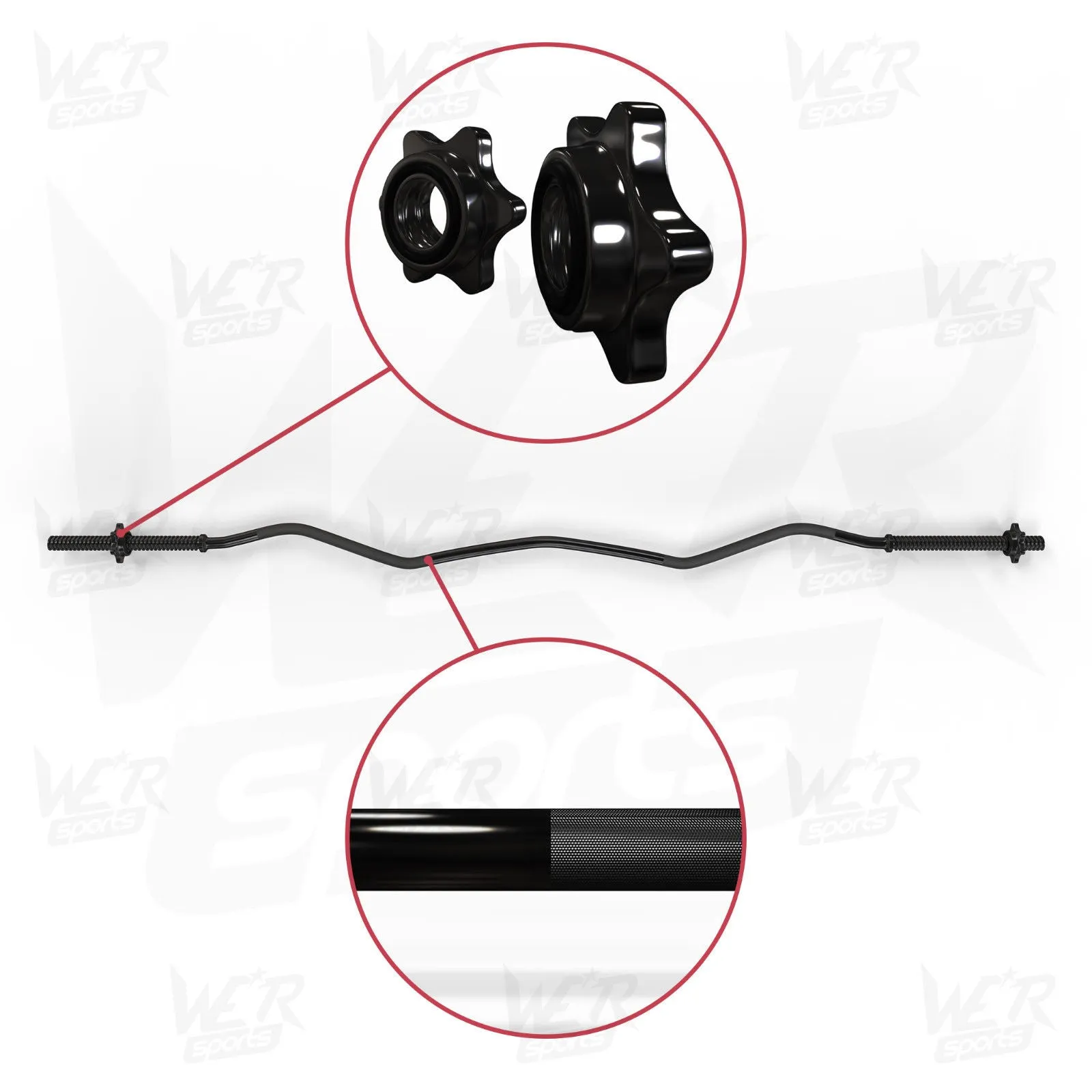 FlexBar 1" Black Curl Bar with SpinLock Collars