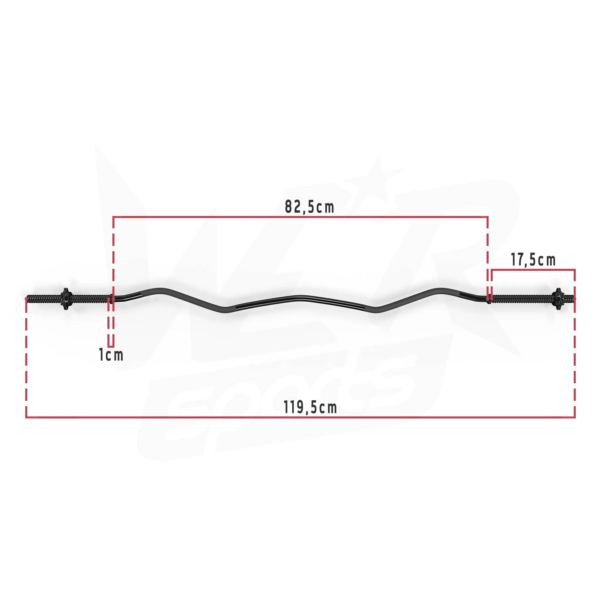 FlexBar 1" Black Curl Bar with SpinLock Collars