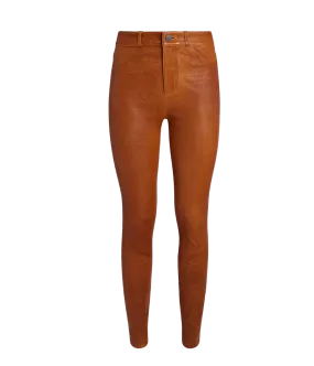 Hoxton Leather Pants in Dark Argan