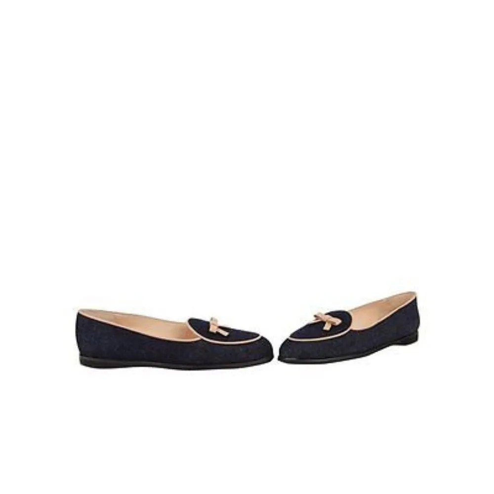 Jon Josef Women's Belgian Denim and Natural Trim Leather Loafer Flats