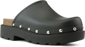 Liliana Women's Bronco-1 Gold Studded Accent Slip On Platform Closed Toe Clog Sandals (Runs Small)