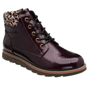 Lotus Lexis Ladies Purple/Leopard Zip & Lace Ankle Boots