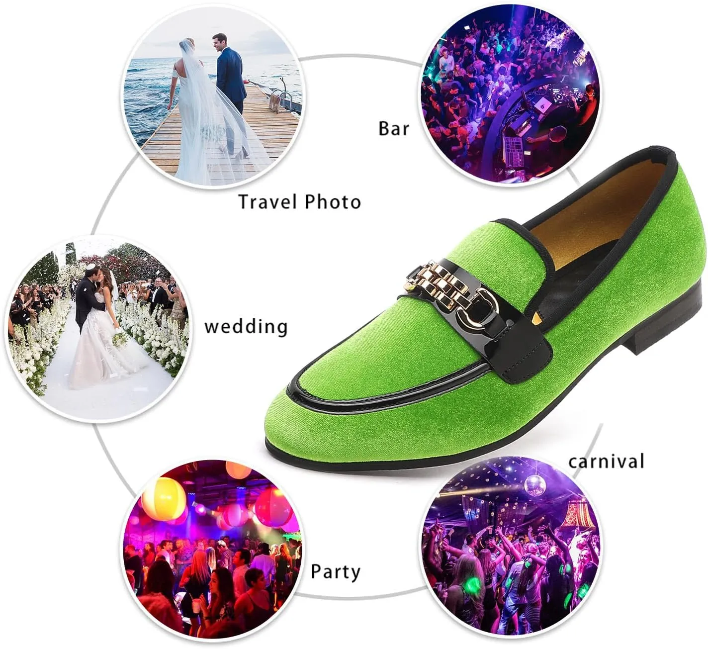 Men's Velvet Loafers,Mens Dress Shoes with Gold Chain, Slip On Flats Smoking Slippers Penny Shoes for Men