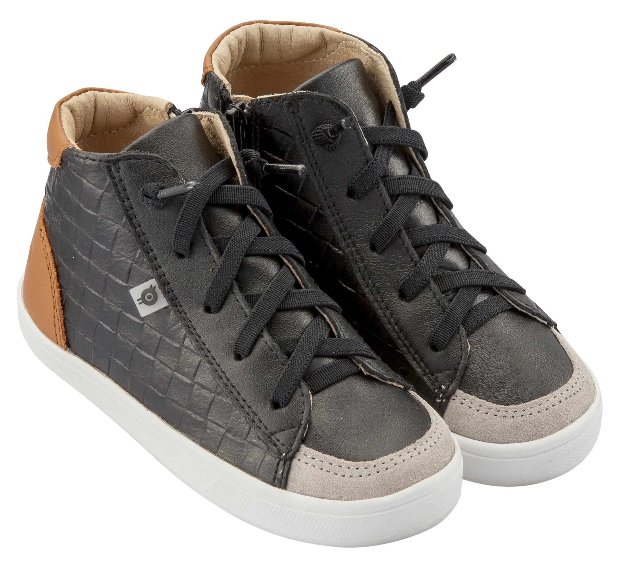 Old Soles Girl's and Boy's Penthouse Sneakers, Black Weave / Tan