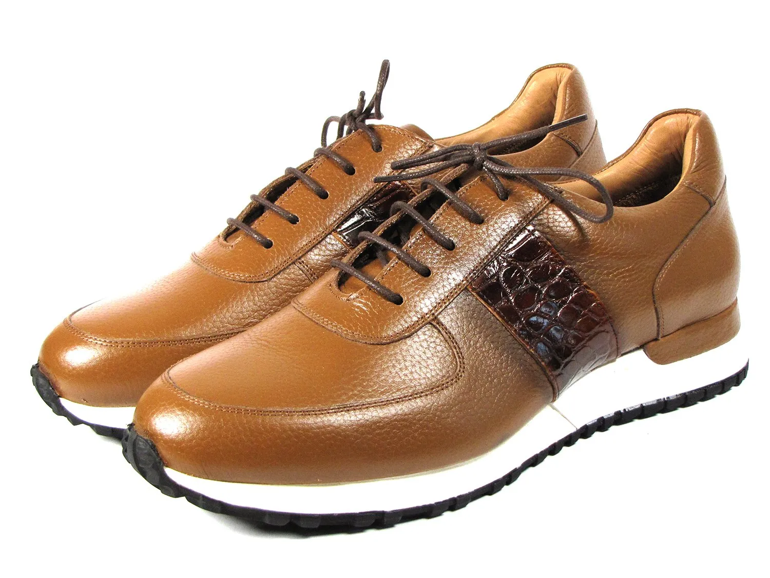 Paul Parkman Men's Cognac Floater Leather Sneakers