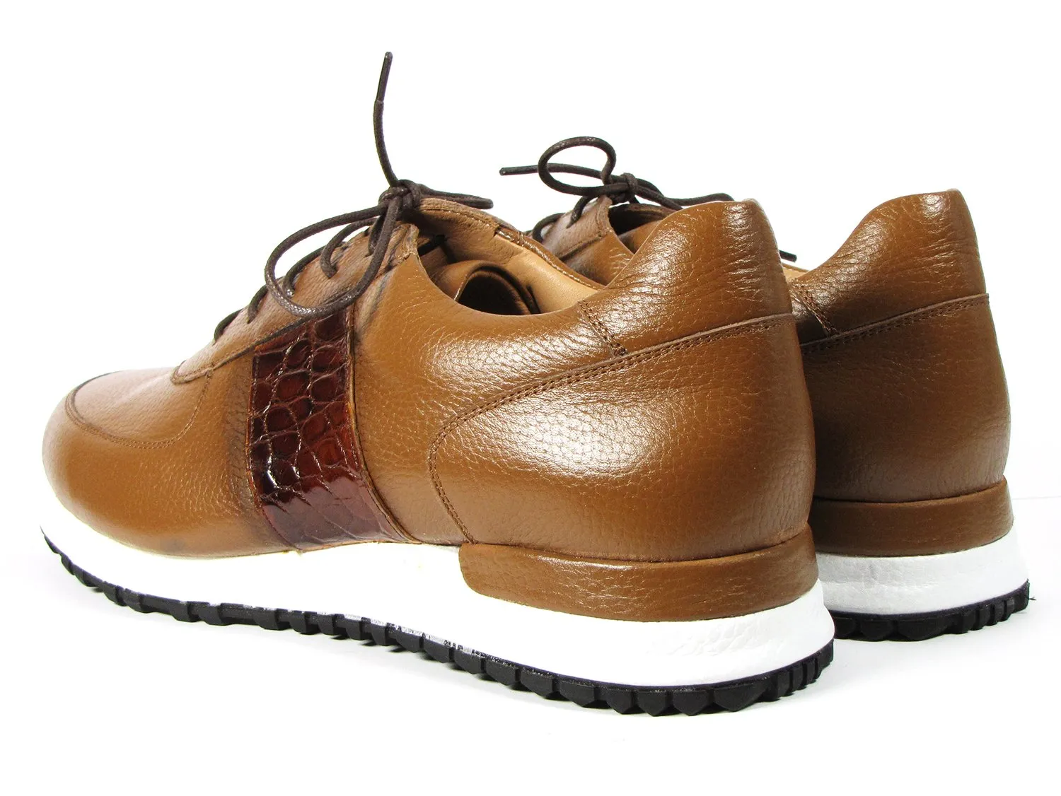 Paul Parkman Men's Cognac Floater Leather Sneakers