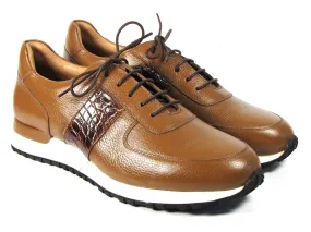 Paul Parkman Men's Cognac Floater Leather Sneakers