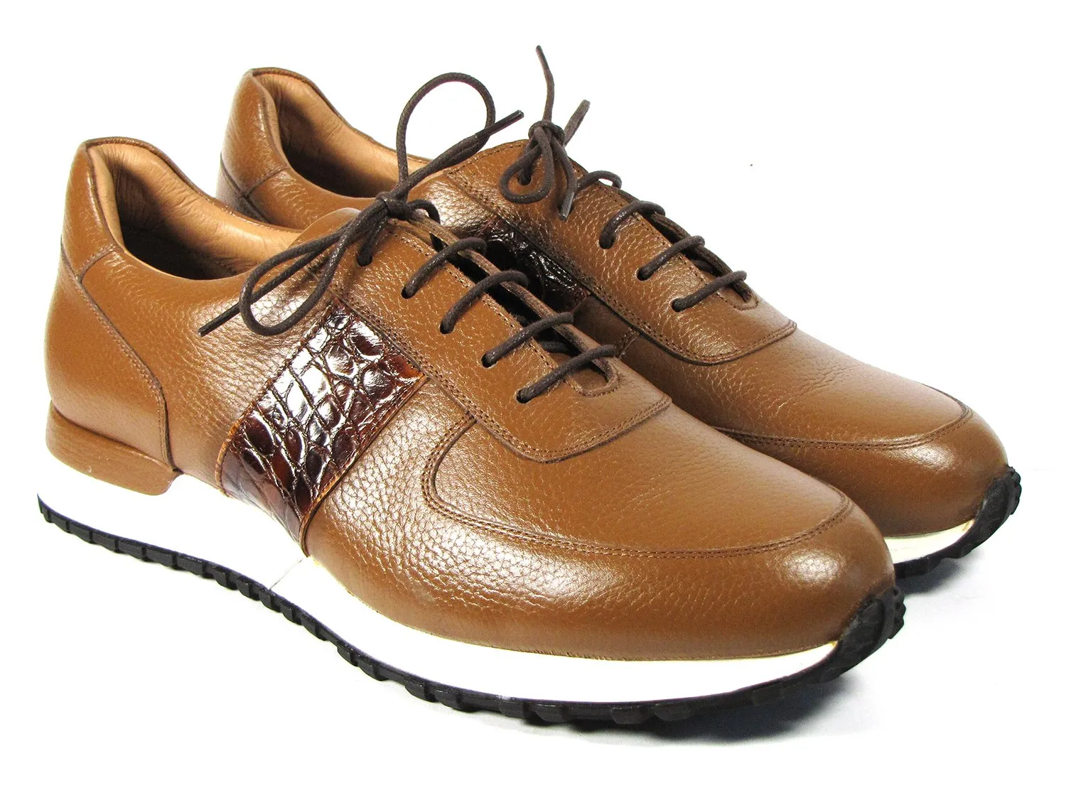 Paul Parkman Men's Cognac Floater Leather Sneakers