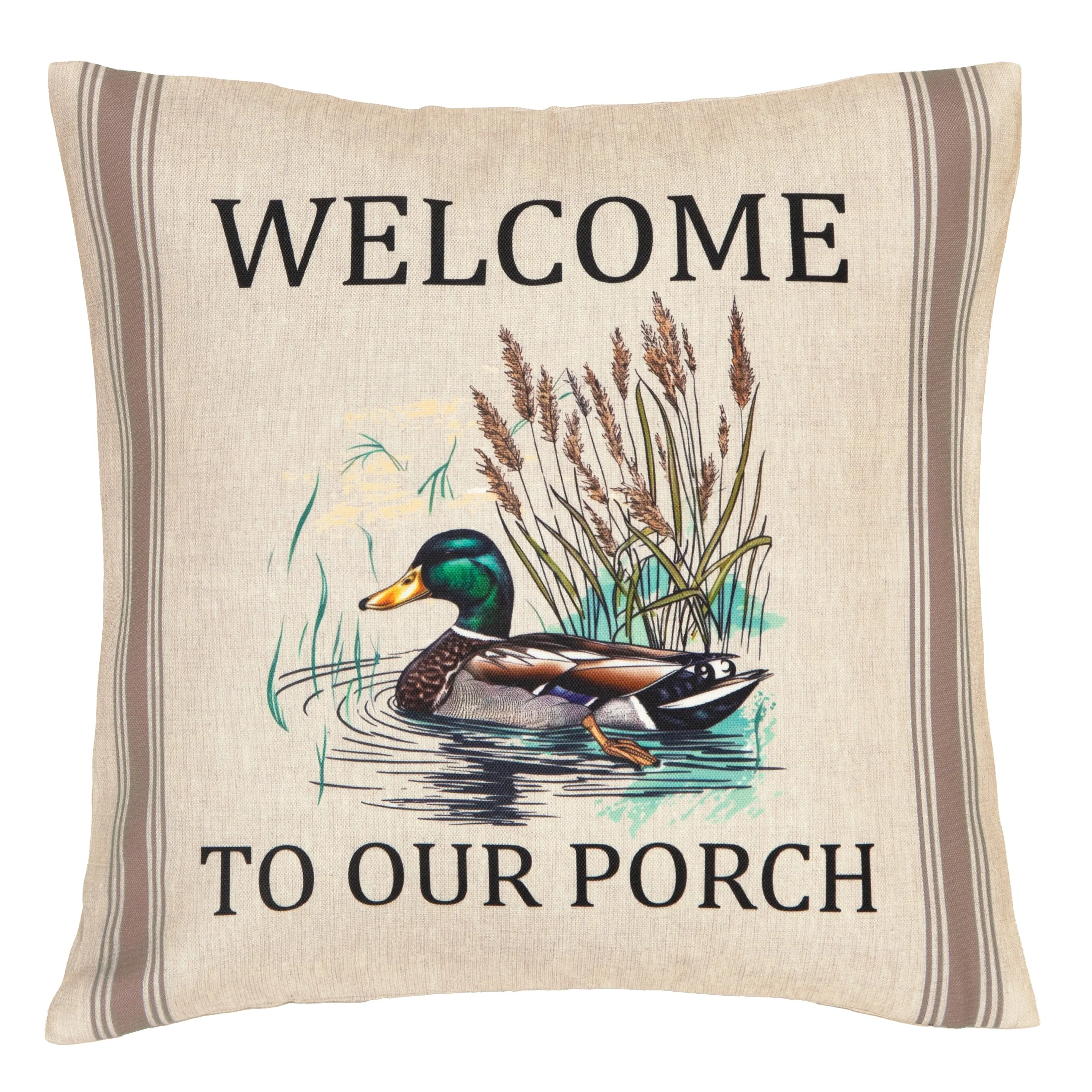 Porch Welcome Duck Outdoor Pillow