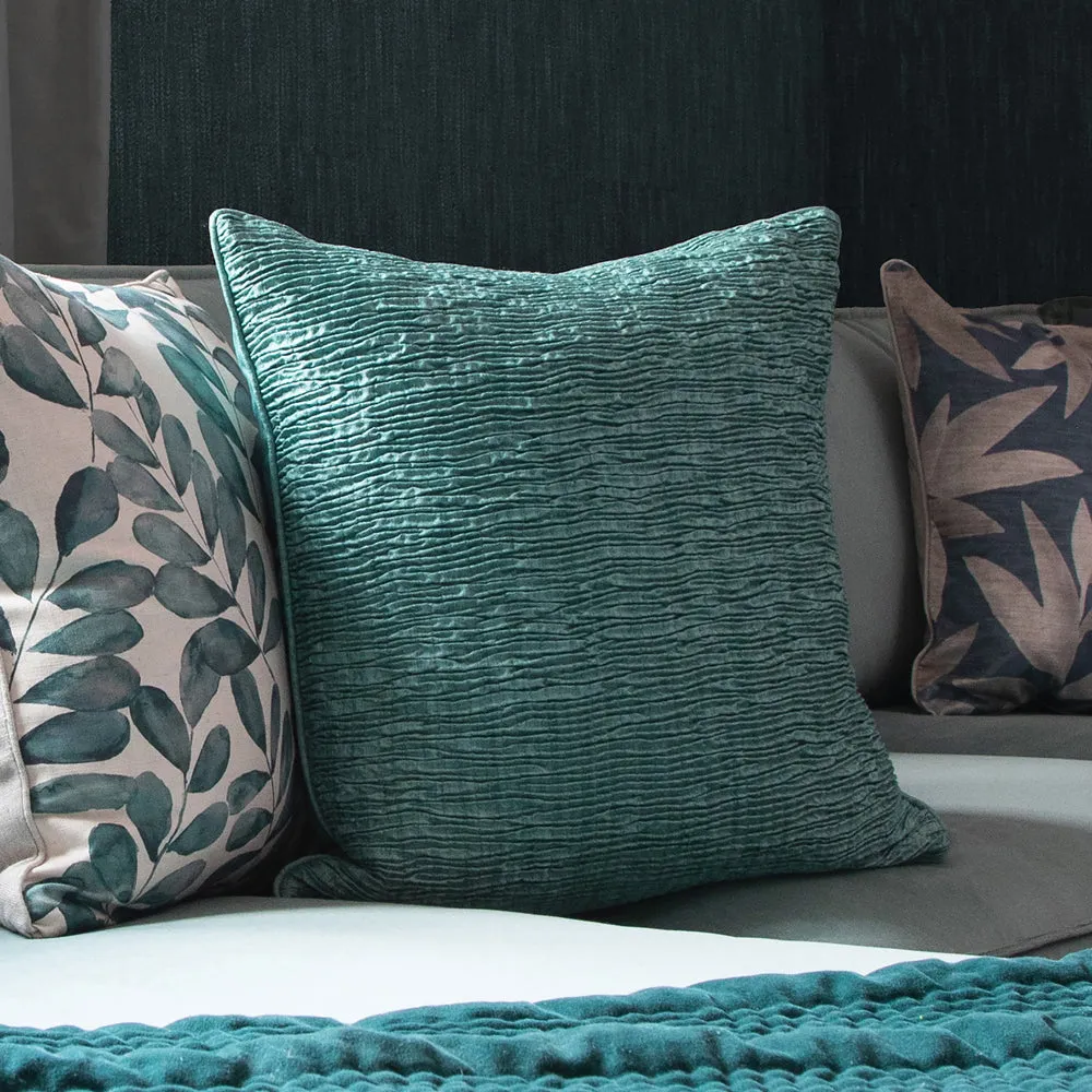 Rainfall Embroidered Feather Cushion Duck Egg
