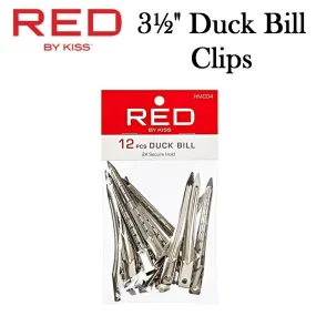 Red by Kiss Clip, Duck Bill Clips, 12 pieces (HMC04)