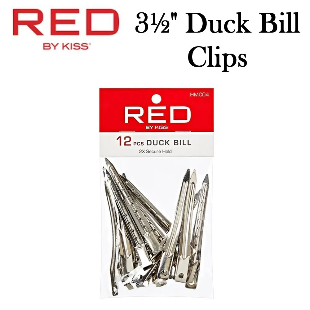 Red by Kiss Clip, Duck Bill Clips, 12 pieces (HMC04)