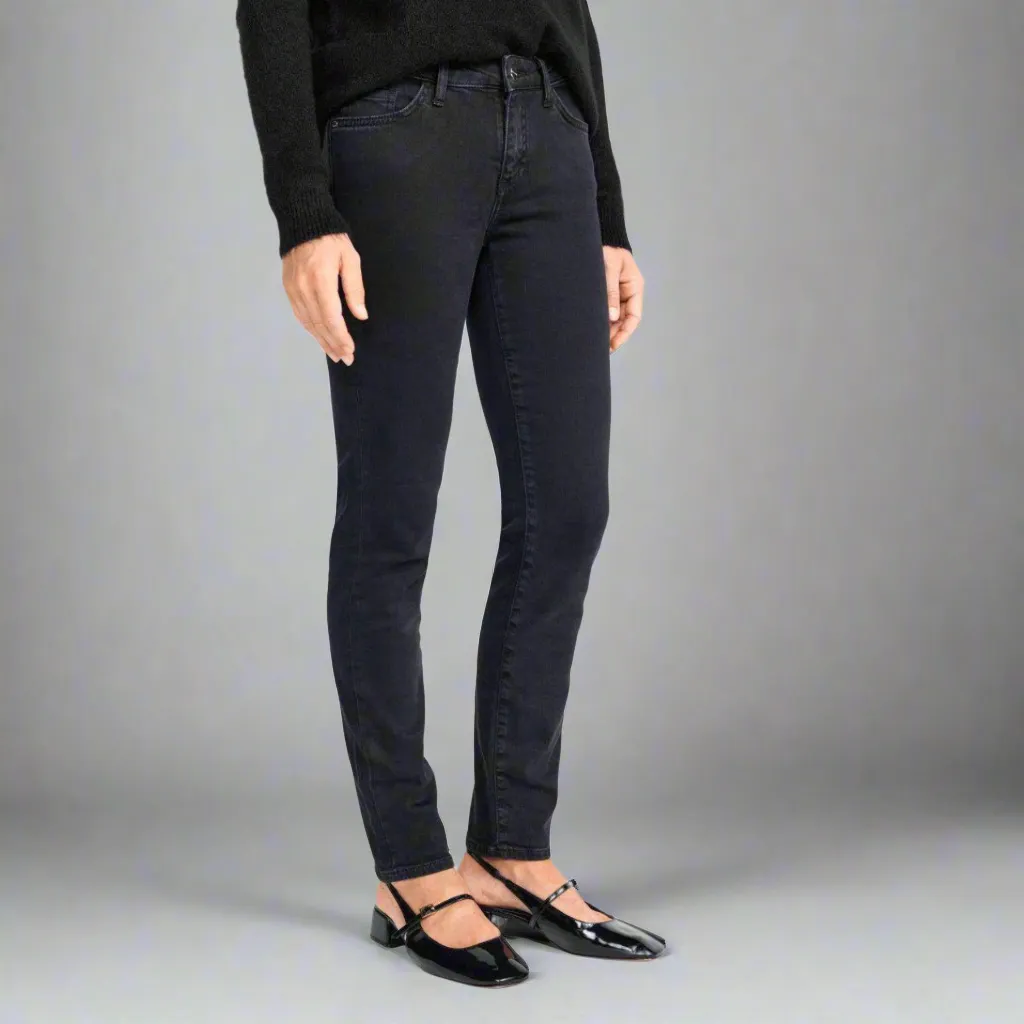 Rich & Royal Satin Black Midi Jean