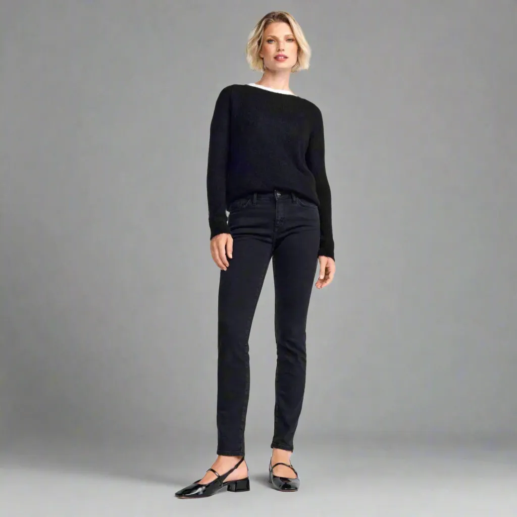 Rich & Royal Satin Black Midi Jean