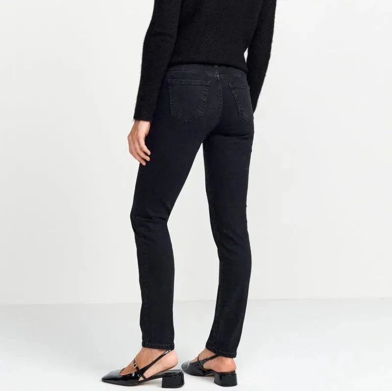 Rich & Royal Satin Black Midi Jean