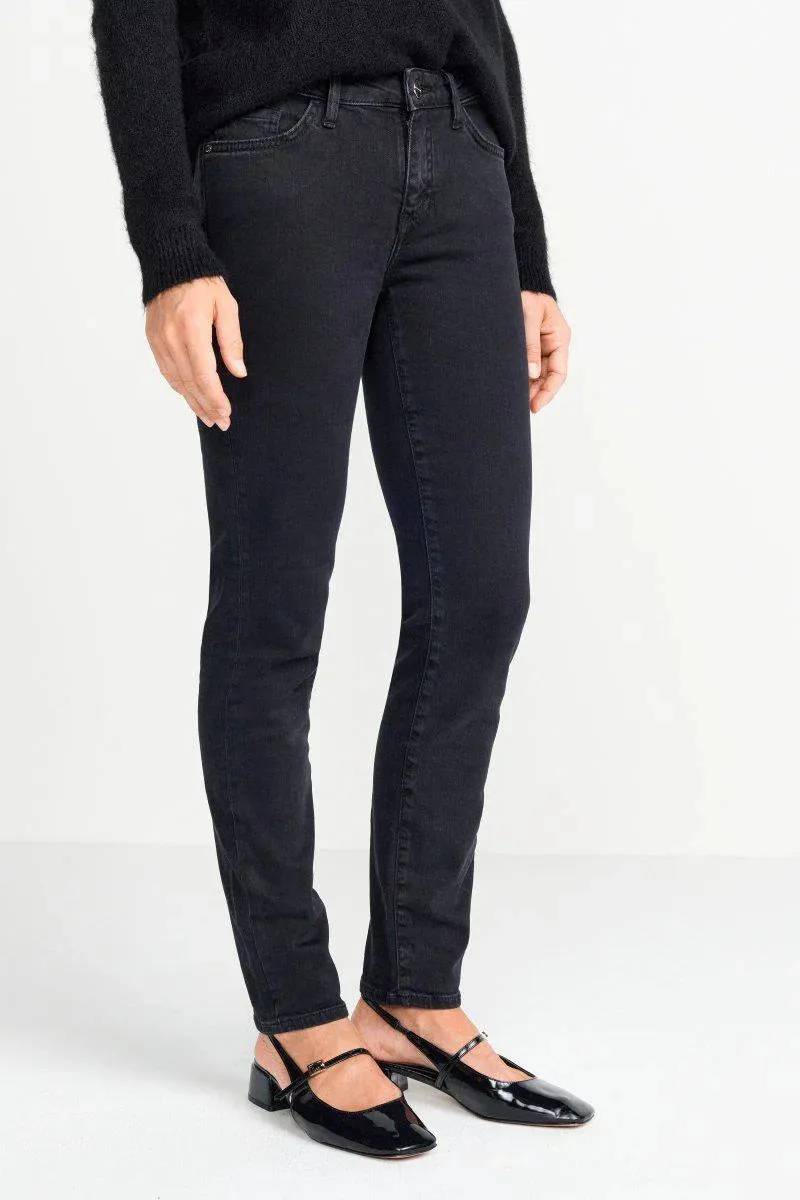 Rich & Royal Satin Black Midi Jean