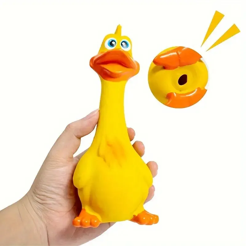 STANDUP SQUEAKY NATURAL LATEX DURABLE DUCK CHEW TOY