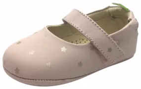 Tip Toey Joey Girl's Dolly Cotton Candy Pink Leather Hook and Loop Mary Jane Flat