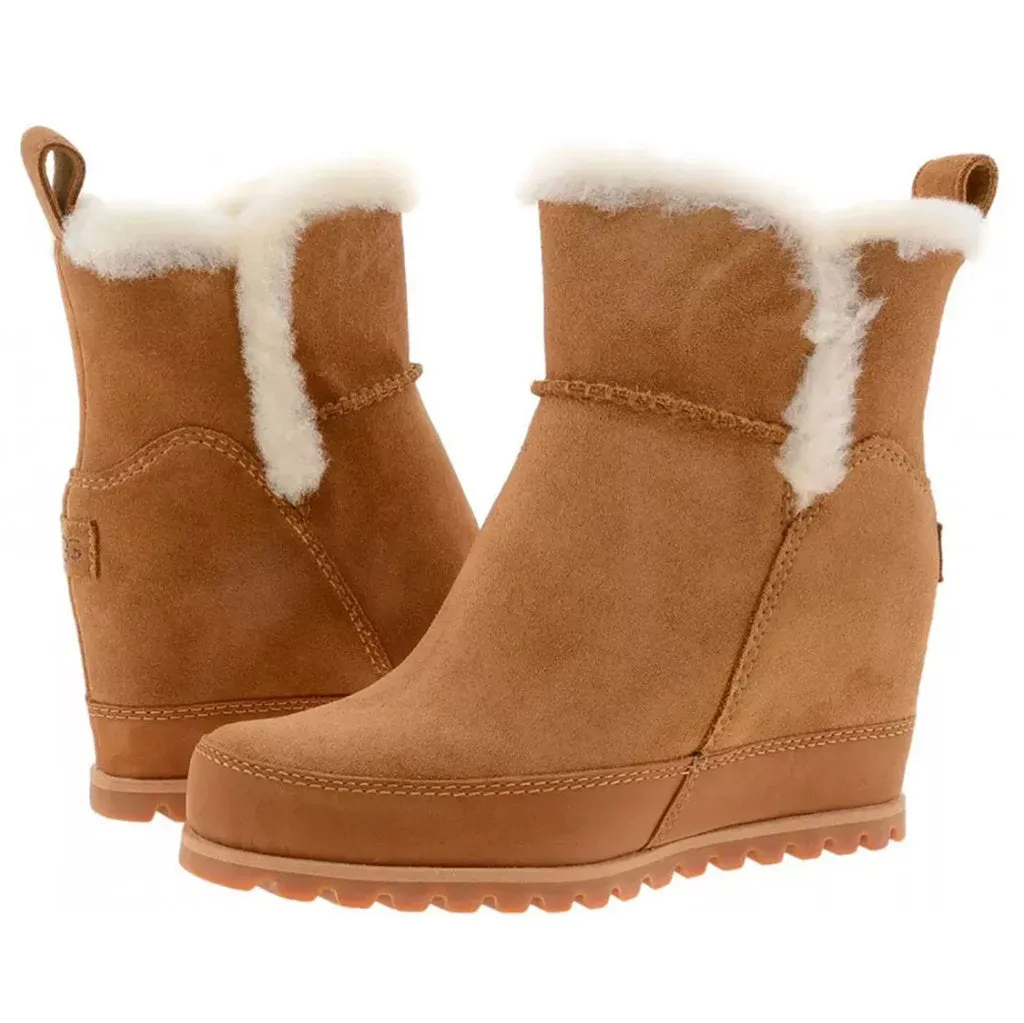 Ugg Malvella Waterproof Suede Sheepskin Leather Women's Wedge Heel Boots