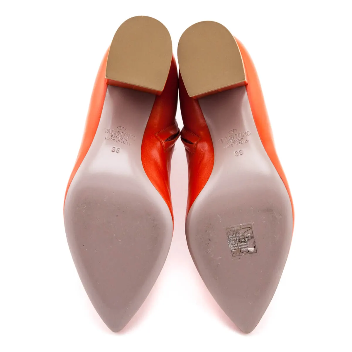 Valentino Orange Leather Ringstud Ankle Boots Size US 6 | EU 36