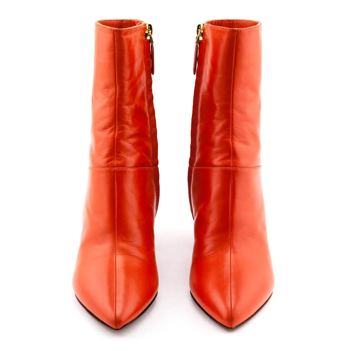 Valentino Orange Leather Ringstud Ankle Boots Size US 6 | EU 36
