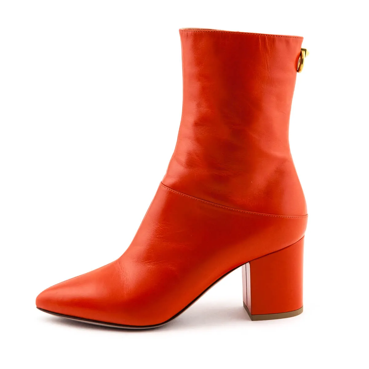 Valentino Orange Leather Ringstud Ankle Boots Size US 6 | EU 36