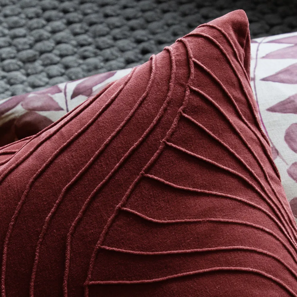 Waterfall Embroidered Feather Cushion Persimmon