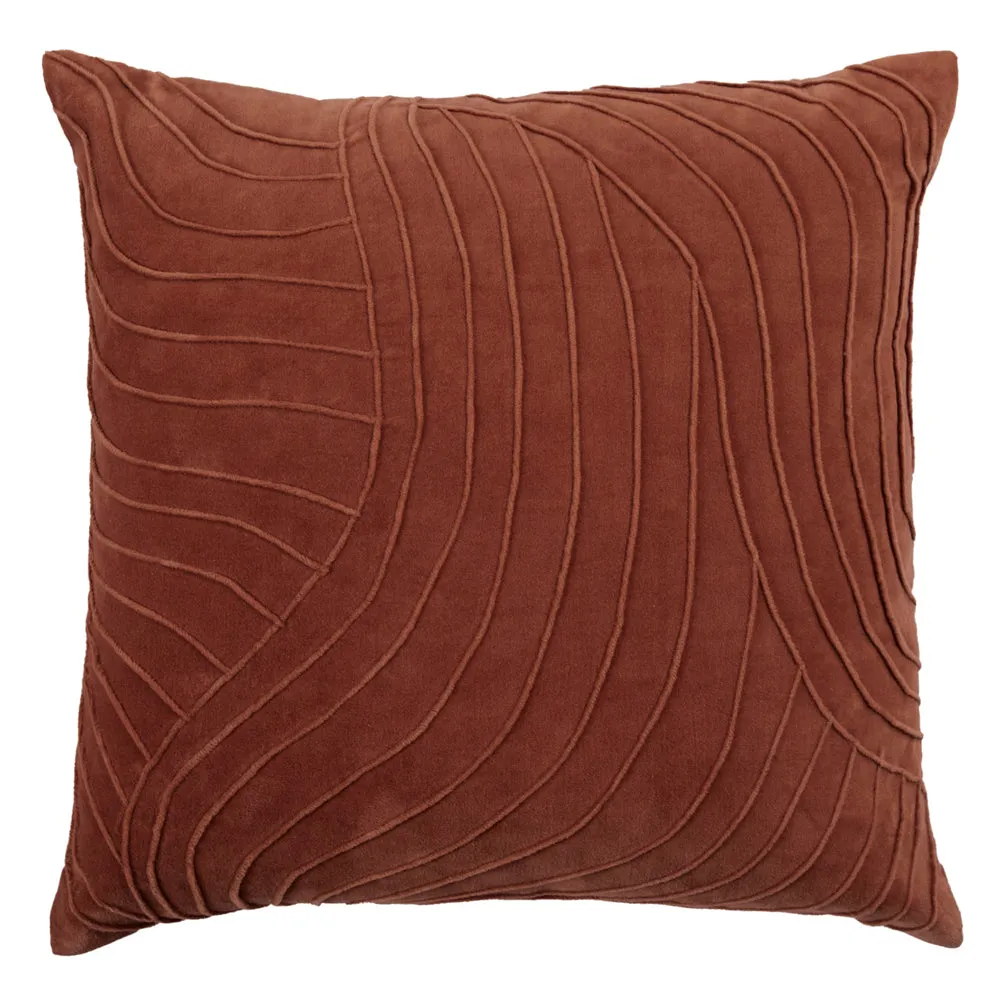 Waterfall Embroidered Feather Cushion Persimmon